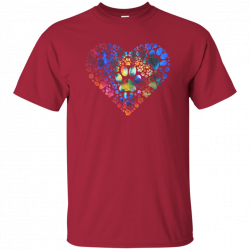 Muti-Colored Pawprint Heart - T Shirt - Rescuers Club
