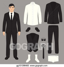 Vector Art - Men fashion, suit uniform, jacket, pants, shirt ...