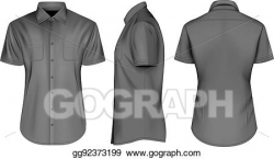Vector Art - Mens black short sleeve shirts with open collar ...