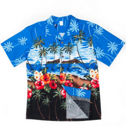 Mens Hawaiian Aloha Shirt Blue Dolphin