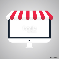 flat vector business online shop Computer monitor Online ...
