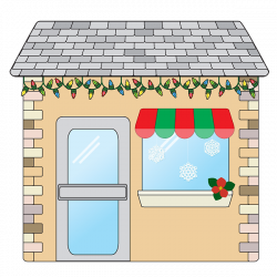 Transparent background small business shop decorated for Christmas ...