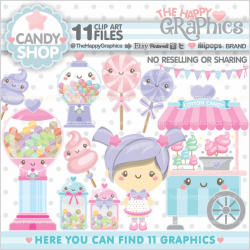 Candy Shop Clipart, Candy Graphics, COMMERCIAL USE, Candy Shop Graphics,  Candy Clipart, Planner Accessories, Sweet Shop, Sweet Clipart, Cute