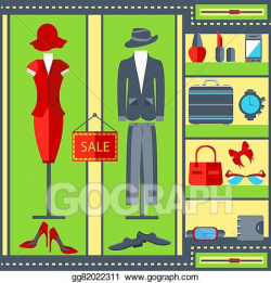 Vector Clipart - Shop window mens womens clothing suits ...