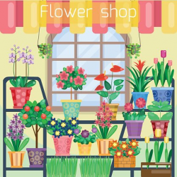 Houseplants on the showcase in flower shop Clipart Image | + ...