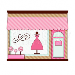 Pink Boutique Store Front Cute Digital Clipart, Cute Boutique Clip art,  Shop Graphics, Boutique Illustration, #369