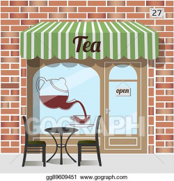 Vector Clipart - Tea shop facade. Vector Illustration ...