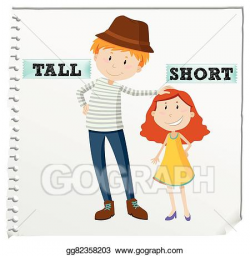 Vector Stock - Opposite adjectives tall and short. Clipart ...