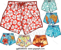 Vector Stock - Swim shorts collection. Clipart Illustration ...