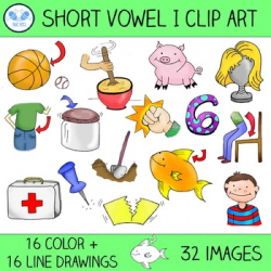Short I Clip Art - 16 CVC Words, 32 Images | Phonics Clip ...