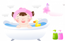 Child Bathing Cartoon Illustration - Cute Girl Bath 2757*1732 ...