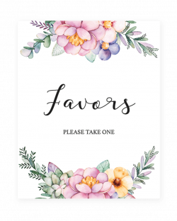 Printable floral shower Favors please take one sign | Instant ...