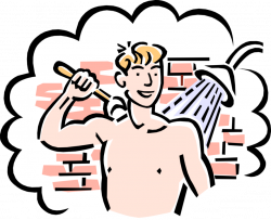 Teenage Boy Cleans Up Showering - Vector Image