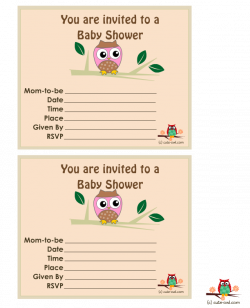 Free Printable Owl themed Girl Baby Shower Invitations