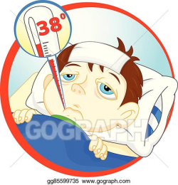 EPS Vector - Sick boy with a fever. Stock Clipart ...