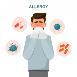 health care concept. man get sick allergy symptoms ...