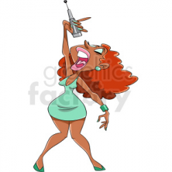 African American woman singer cartoon clipart. Royalty-free clipart # 409267
