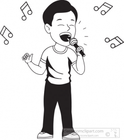 Singing free black and white music outline clipart clip art ...