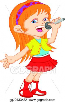 EPS Vector - Young girl singing. Stock Clipart Illustration ...