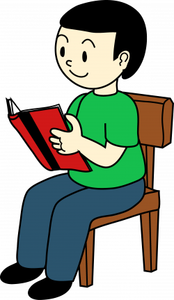 Boy Sitting on Chair Reading - Free Clip Art