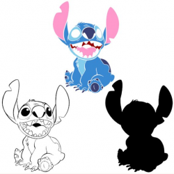 Lilo and Stitch Sit Layered Vector Cut Files SVG DXF EPS ...