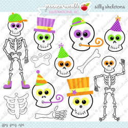 Silly Skeletons Cute Digital Clipart - Commercial Use OK - Skeleton  Clipart, Skeleton Graphics, Digital Art, Halloween