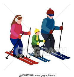 Vector Art - Isometric isolated happy family skiing. cross ...