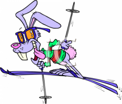 Cartoon Clipart Picture Of A Rabbit Skiing - AnimalClipart.net