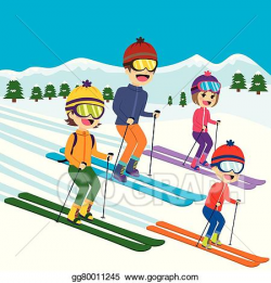 EPS Illustration - Family skiing snow. Vector Clipart ...