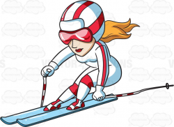 A female skier speeds down the trail #cartoon #clipart ...