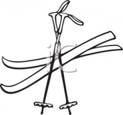 A Pair of Snow Skis and Ski Poles - Royalty Free Clipart ...