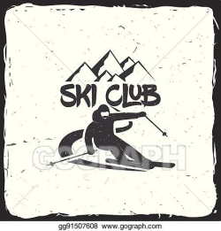 Vector Clipart - Ski club concept with skier. Vector ...