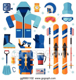 Vector Illustration - Skiing equipment set. EPS Clipart ...