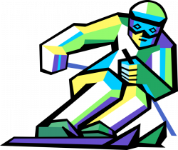 Alpine Skier Races Down the Ski Hill - Vector Image