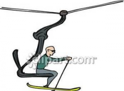 A Skier Riding a Ski Lift - Royalty Free Clipart Picture