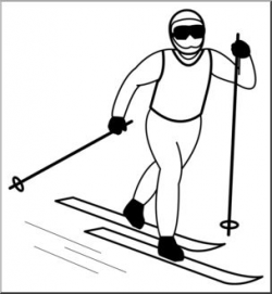 Clip Art: Cross Country Skiing 1 B&W I abcteach.com | abcteach