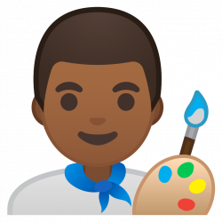 Man artist medium dark skin tone Icon | Noto Emoji People Profession ...