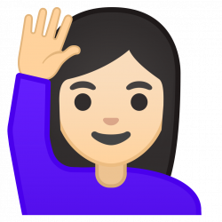 Woman raising hand light skin tone Icon | Noto Emoji People ...