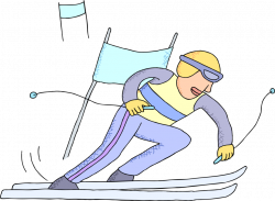 Slalom Ski Racer Races Down Hill - Vector Image