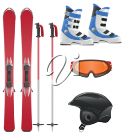 iCLIPART - Clipart illustration of a ski equipment icon set ...