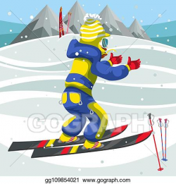 Vector Art - Cartoon boy in suit learning to ski on holiday ...