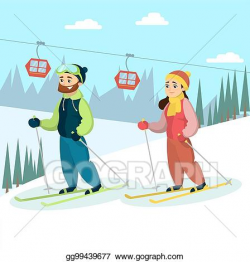 Vector Art - Skiers couple in snow. EPS clipart gg99439677 ...