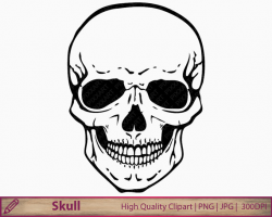 Skull clipart, human skull clip art, horror halloween illustration ...