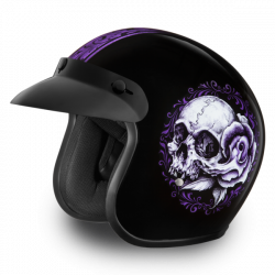 D.O.T. Approved Floral Skull Helmet | 3/4 Shell Helmets
