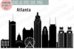Atlanta Vector, Georgia Skyline USA city, SVG, JPG, PNG,CDR