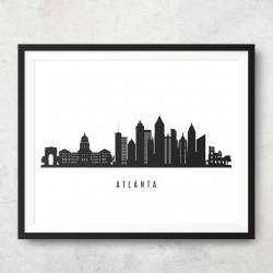 Atlanta Skyline Printable - Atlanta Georgia Black White Wall Art - Poster  Cityscape - Digital Print - Vector Illustration - JPG, PNG, EPS