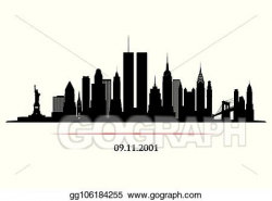 Vector Art - New york city skyline with twins tower. Clipart ...