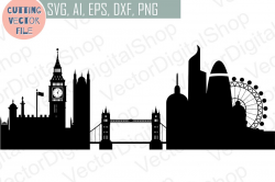 London Skyline Vector, England city, SVG, JPG, PNG, DWG, CDR, EPS, AI