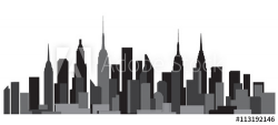 Building and City Illustration, Abstract City scene black ...
