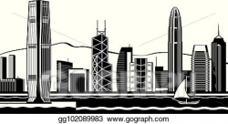 EPS Vector - Hong kong skyline by day. Stock Clipart ...